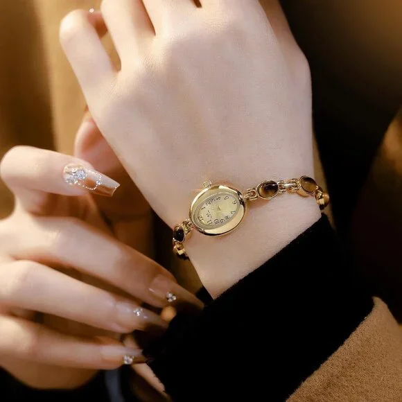 Luxury Gold Tone Women Watch Jewelry Bracelet Dainty Quartz Wrist Water-resistan